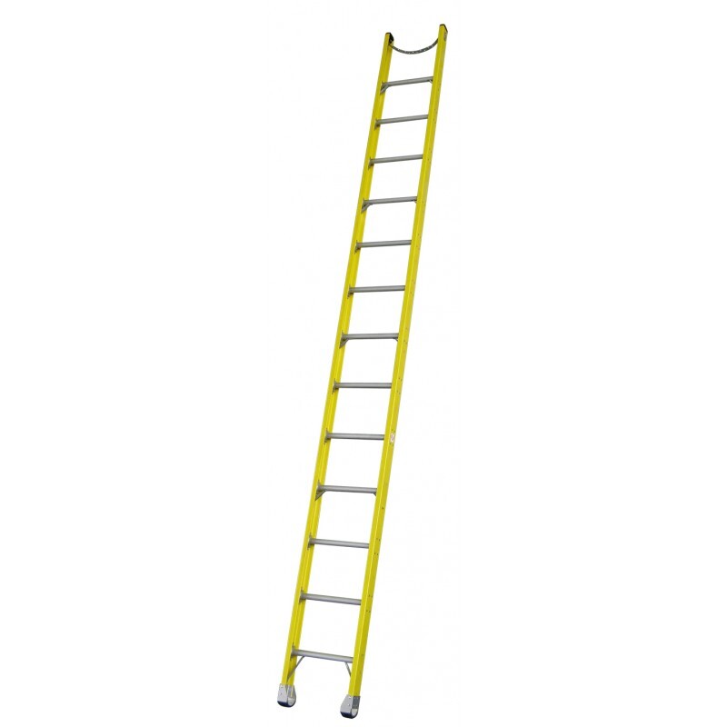 Indalex 15 Steps 180kg Rated Durable Heavy Duty Industrial Fibreglass Single Ladder