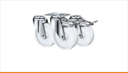 Stainless Steel White Nylon Castors