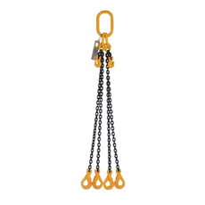 Four Leg Chain Slings 6mm - With Grab Hooks & Self Locking Hook