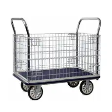 650KG Rated Single Steel Platform Trolley - Double Fixed Handles with Detachable Panels