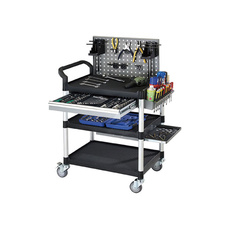 250kg Rated Triple Deck Service Cart Trolley with Tool Board & Drawer - HS931B