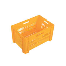 50L Plastic Crate Stacking Vented - Yellow