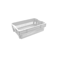 26L Plastic Crate Stack & Nest Vented Container 578 X 384 X 166mm - White