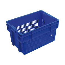 52L Plastic Crate Stack & Nest Vented Container - Blue