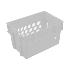 52L Plastic Crate Stack & Nest Vented Container - White