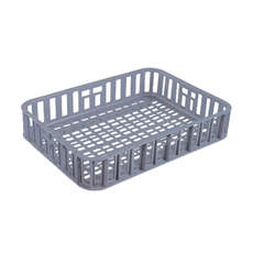 44L Plastic Crate Ventilated Base Tray - Grey