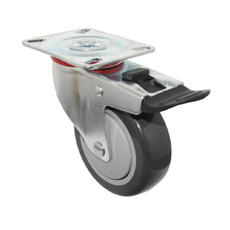 110Kg Rated Grey Rubber Castor - 125mm - Swivel with Brake
