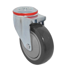 110Kg Rated Grey Rubber Castor - 75mm - Bolt Hole