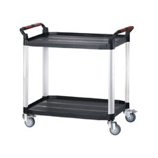 150 Rated 2 Tier Black Plastic Multi-function Utility Trolley Cart