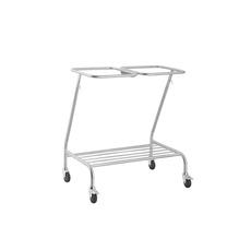 Double Stainless Steel Linen Cart Trolley Skip