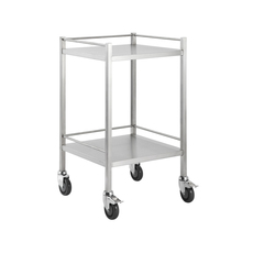 Stainless Steel Medical Trolley Utility Cart - Square with Rails 