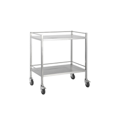 Stainless Steel Medical Trolley - Rectangle with Rails 