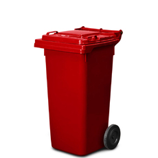 120L Plastic Wheelie Bin - Red