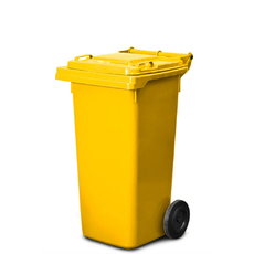 120L Plastic Wheelie Bin - Yellow