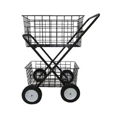 Foldable Shopping Trolley with Double PVC Baskets