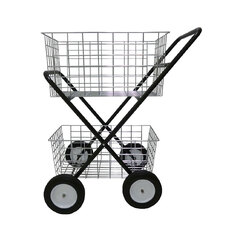 Foldable Shopping Trolley with Double Zinc Baskets