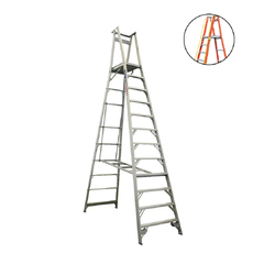 Indalex 150kg 12 step Aluminium Platform Ladder + Hand Rail