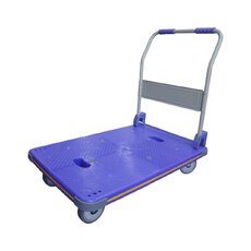 300 Rated Multifunction Blue Plastic Foldable Flatbed Trolley