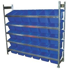 5 Level Bin Action Rack with 30 Blue Model 30D Bins