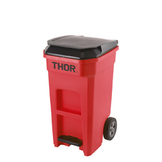 120L THOR Step-On Pedal Wheelie Bin - Red