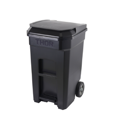 190L THOR Step-On Pedal Wheelie Bin - BLack