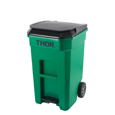 190L THOR Step-On Pedal Wheelie Bin - Green