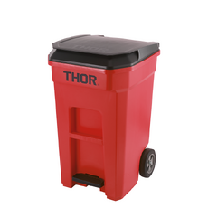 190L THOR Step-On Pedal Wheelie Bin - Red