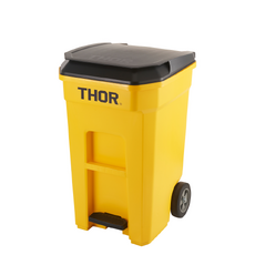 190L THOR Step-On Pedal Wheelie Bin - Yellow