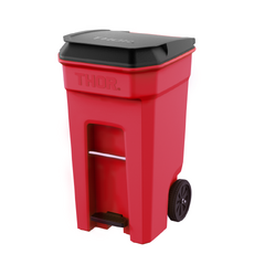 240L THOR Step-On Pedal Wheelie Bin - Red