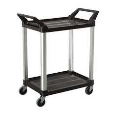 130kg Rated 2 Shelf Commercial Hospitality Cart - Black