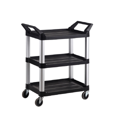 90kg Rated 3 Shelf Commercial Hospitality Cart - Black