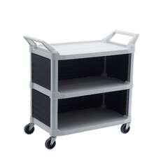 Hi-5 3 Shelf Utility Cart with 3 Panel, 103.2cm x 50.8cm x 96cm - 135kg rated - Off White