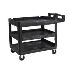230kg Rated Bitbar 3 Shelf Utility Cart - 230kg Rated rated - Black