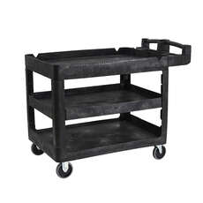 230kg Rated Bitbar 3 Shelf Commercial Trolley Hospitality Cart - Black