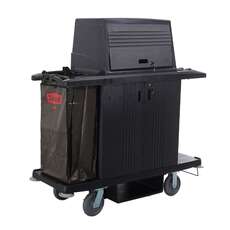 GRANDMAID Housekeeping Cart with Doors and Protective Security Hood - 152.4cm x 55.9cm x 171cm -Black