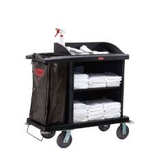 Grandmaid Fine Housekeeping Commercial Hospitality Trolley Cleaning Cart - Black