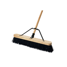 Heavy-duty Wooden PP Bristles Floor Broom with Trapped Wood Handle