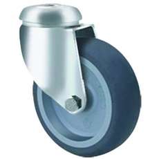 50kg Rated General Grey Rubber Castor - 50mm - Bolt Hole