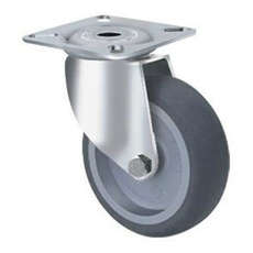 70kg Rated Grey Rubber Castor - 75mm - Swivel Plate