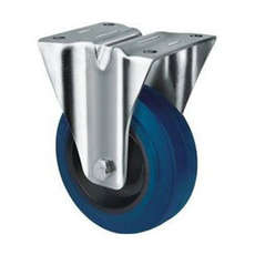 130kg Rated Blue Rubber Castor - 80mm - Fixed