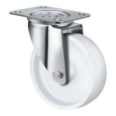 190kg Rated White Nylon Castor - 100mm - Swivel Plate