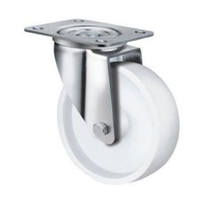 210kg Rated White Nylon Castor - 125mm - Swivel Plate