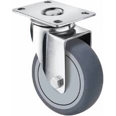 100kg Rated Grey Rubber Castor - 100mm - Swivel Plate
