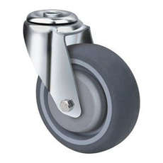 140kg Rated Grey Rubber Castor - 80mm - Bolt Hole