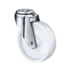 180kg Rated Stainless Steel Nylon Castor - 80mm - Bolt Hole