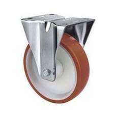 190kg Rated Stainless Steel Urethane Castor - 100mm - Fixed