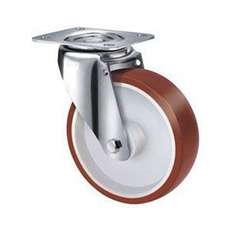 190kg Rated Stainless Steel Urethane Castor - 100mm - Swivel Plate