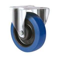 400kg Rated Blue Rubber Castor - 200mm - Fixed