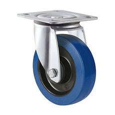 400kg Rated Blue Rubber Castor - 200mm - Swivel Plate