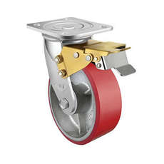 400kg Rated Urethane Castor - 200mm - Swivel With Brake